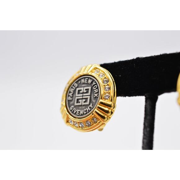 Givenchy Vintage Coin Clip Earrings Logo Medallion Gold Runway Signed 1980s BinX - Picture 8 of 12